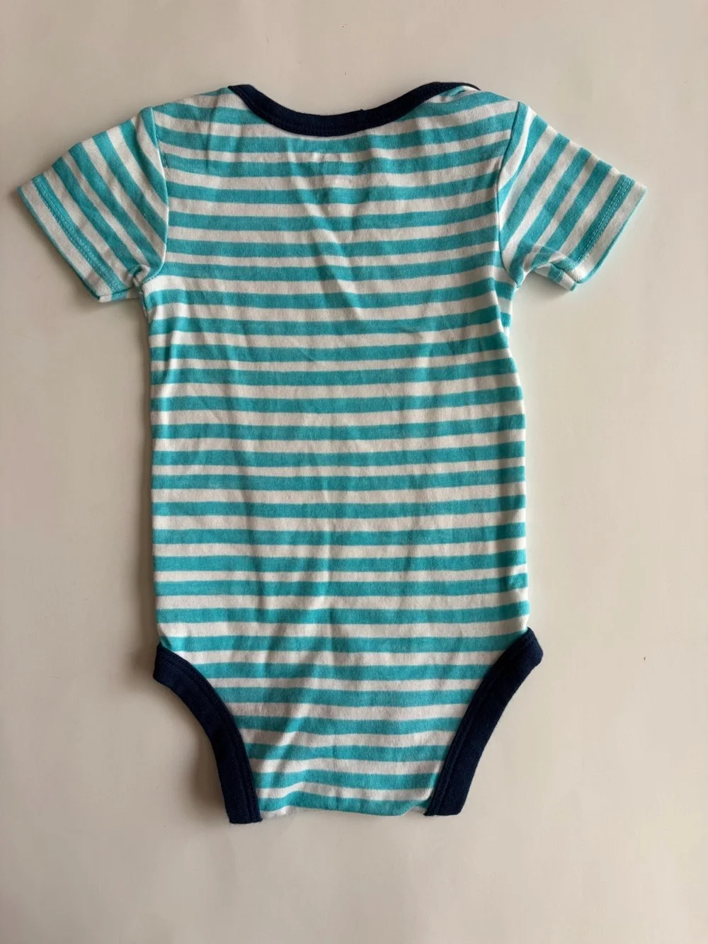 Little Star Organic Striped Teal & White Infant One-Piece Bodysuit Size 6-9 mos